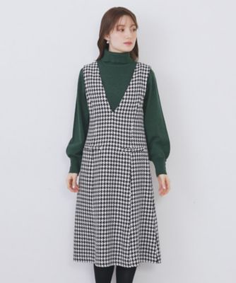 ラメスパンコール千鳥柄ジャンスカ【洗濯機OK／イージーアイロン