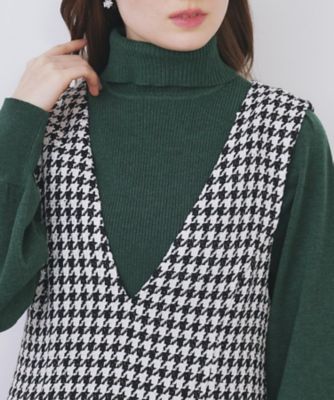 ラメスパンコール千鳥柄ジャンスカ【洗濯機OK／イージーアイロン