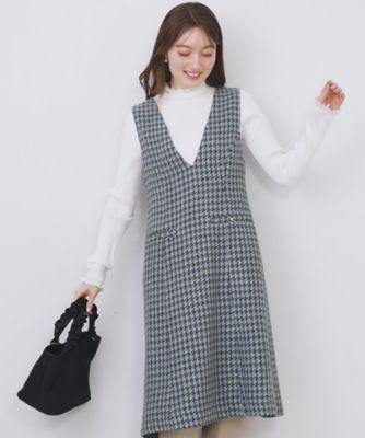 ラメスパンコール千鳥柄ジャンスカ【洗濯機OK／イージーアイロン