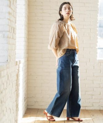 ワイドストレートデニムパンツ【洗濯機OK】《S～LL
