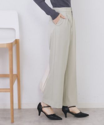 裏起毛ストレッチワイドパンツ【洗濯機OK／イージーアイロン