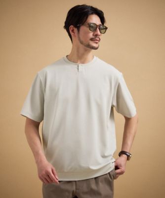 リネン ライク 鹿の子 ヘンリー ハーフ ヘンリー ネック