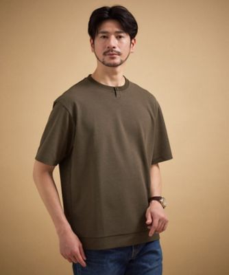 リネン ライク 鹿の子 ヘンリー ハーフ ヘンリー ネック