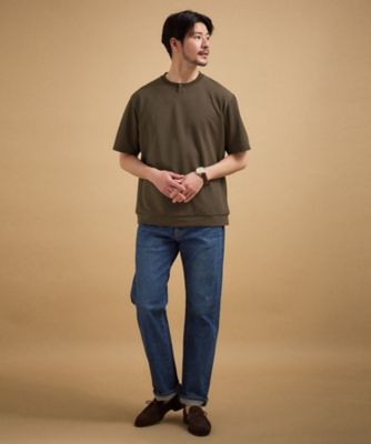 リネン ライク 鹿の子 ヘンリー ハーフ ヘンリー ネック