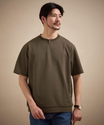 リネン ライク 鹿の子 ヘンリー ハーフ ヘンリー ネック