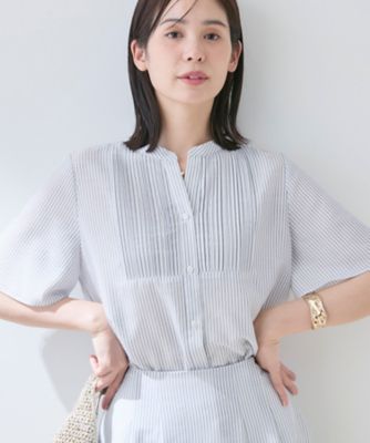 ＜INDIVI S (Women/小さいサイズ)＞【洗える】シアーシャンブレーピンタックブラウス（２００２５６５３４３）