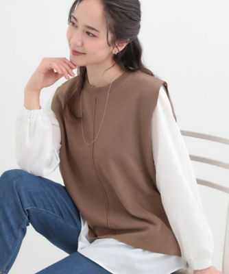 2点セット／S－LL／洗濯機可】軽くてきれい見え ニットベスト＋