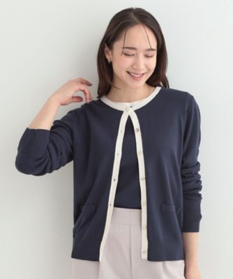 洗濯機可／S－LL／アンサンブル可】パールボタンが上品 華やぎ配色