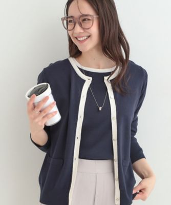 洗濯機可／S－LL／アンサンブル可】パールボタンが上品 華やぎ配色