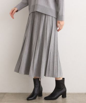 SETUP可能】冬から春まで軽やかに ラメラインニットプリーツ