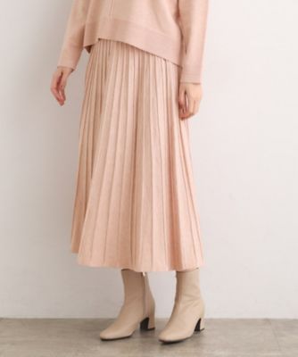 SETUP可能】冬から春まで軽やかに ラメラインニットプリーツ