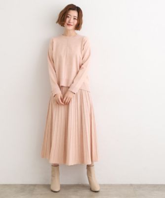 MARK&LONA ニットプリーツスカート サイズ40 グレー 新品 SETUP可能】冬から春まで軽やかに ラメラインニットプリーツ