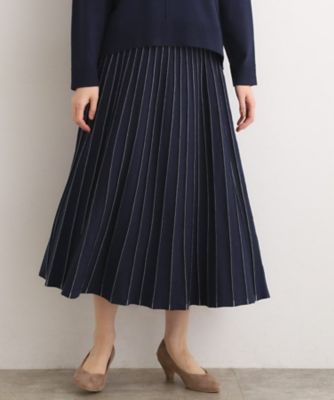 SETUP可能】冬から春まで軽やかに ラメラインニットプリーツ