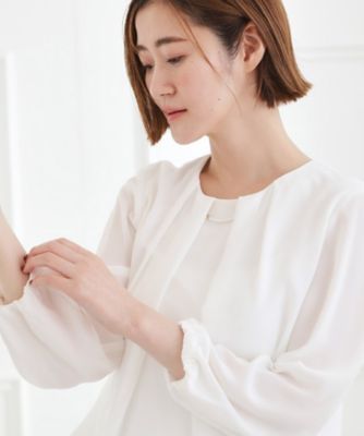 手洗いOK】パーツ付き裾バルーンブラウス（2002566148