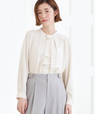 ＜GROVE (Women)＞【マシンウォッシュ／防シワ／ＵＶカット】ボウタイブラウス【マルチＷＡＹ】（２００２５６６１４９）