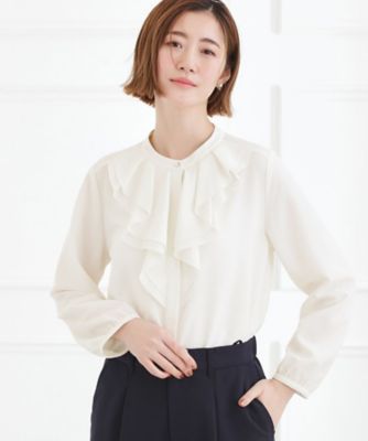 手洗いOK】フロントラッフルフリルブラウス（2002566154