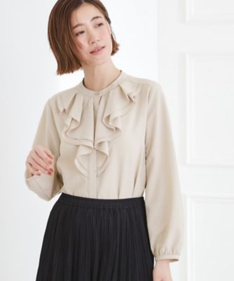 手洗いOK】フロントラッフルフリルブラウス（2002566154