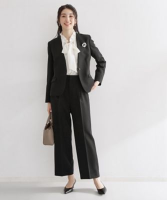 セットアップ対応 セレモニーダブルクロス ノーカラー ジャケット 通勤・セレモニー】ダブルクロス ノーカラージャケット／セットアップ