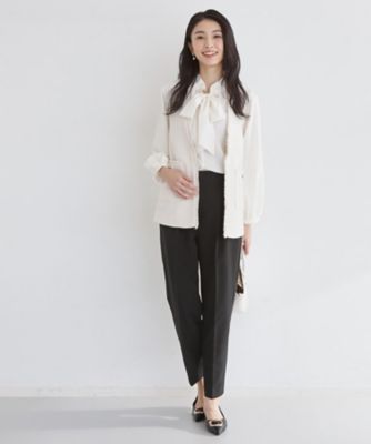 通勤・セレモニー】美脚シルエット ダブルクロステーパードパンツ