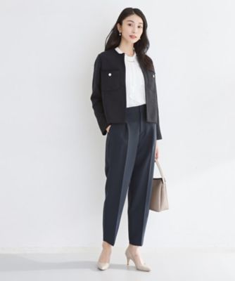 通勤・セレモニー】ツイードノーカラージャケット