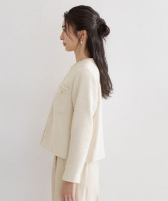 通勤・セレモニー】ツイードノーカラージャケット