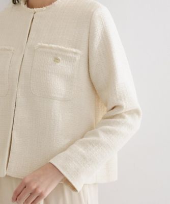 通勤・セレモニー】ツイードノーカラージャケット