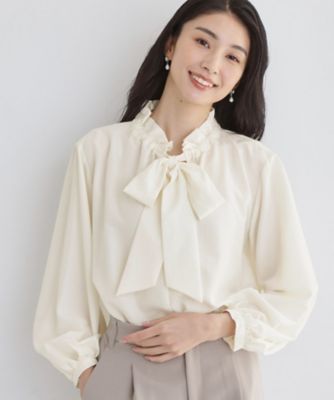 ＜THE SHOP TK (Women)＞【通勤にもカジュアルにも】ギャザーリボンタイブラウス（２００２５６６８２４）
