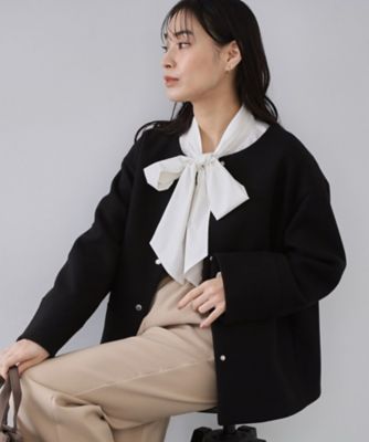 OPAQUE.CLIP (Women)/オペークドットクリップ ウールライクメルトン ノーカラーコート(2002566868) クロ019 コート・ジャケット【三越伊勢丹/公式】