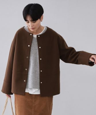 OPAQUE.CLIP (Women)/オペークドットクリップ ウールライクメルトン ノーカラーコート(2002566868) チャ844 コート・ジャケット【三越伊勢丹/公式】