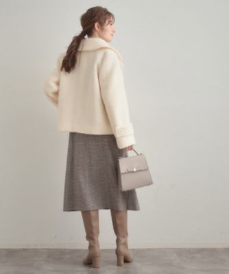 S－LL／無地・チェック柄】プードルボア ショートコート