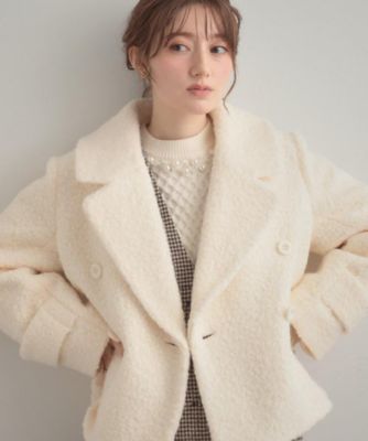 S－LL／無地・チェック柄】プードルボア ショートコート