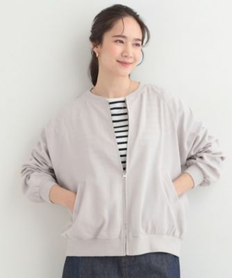 洗濯機可／S－LL】さらっと快適 麻調ゆるリブブルゾン