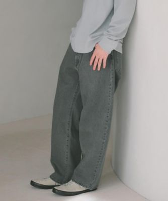 半歩先のオシャレ】デニムカーブパンツ セットアップ可／洗濯機OK