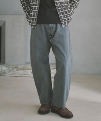 半歩先のオシャレ】デニムカーブパンツ セットアップ可／洗濯機OK
