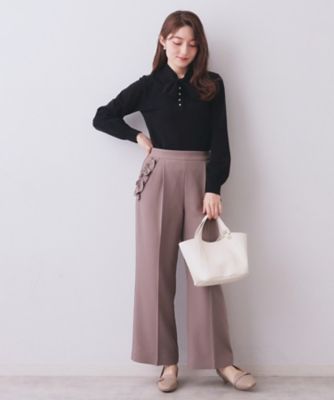 新品TO BE CHIC パール付き　ハリーストレッチニット ヘンリーパールミニボウタイニット【洗濯機OK