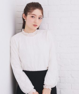 フリルハイネックレーストップス【洗濯機OK】（2002567908