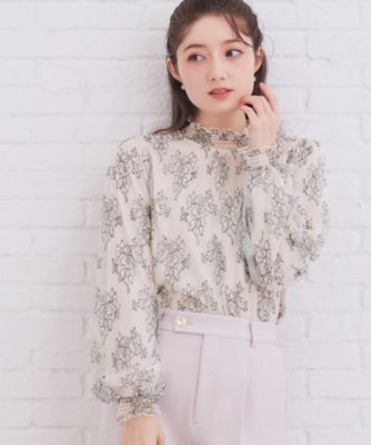 フリルハイネックレーストップス【洗濯機OK】（2002567908