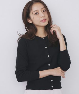 柄編みクルーネックカーディガン【洗濯機OK】《7col