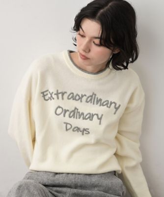 ＜Dessin (Women)＞【洗える】ペイント風刺繍入り配色ラインニット（２００２５６８２０９）