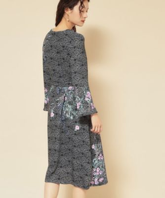 SunaUna　レースプリント花柄ワンピース 40(L)ホワイト co creation and yours／SS～L】レースプリント