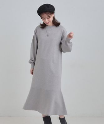 洗濯機可／S－LL】スタイルがすっきりに見える 裾マーメイドニット