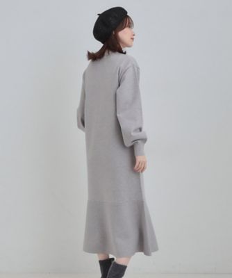 スタイルがすっきりに見える 裾マーメイドニットワンピース