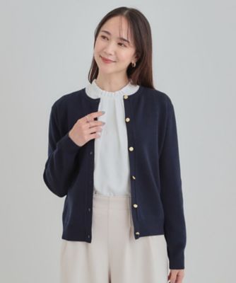 ballantyne クルーネック カーディガン ピンク 金ボタン ひねり前立てクルーネックカーディガン | COO ONLINE