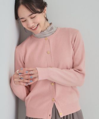 ballantyne クルーネック カーディガン ピンク 金ボタン 洗濯機可／S－LL】上品な金ボタン もちっとやわらか クルーネック