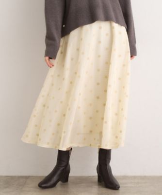 ＜GROVE (Women)＞甘さを抑えて、品よく華やぐ　メッシュフロッキードットスカート（２００２５７０００９）