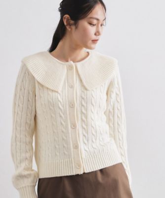 OPAQUE.CLIP (Women)/オペークドットクリップ ビック襟ケーブルニット【洗濯機OK/抗ピル】(2002570027) シロ003 トップス【三越伊勢丹/公式】