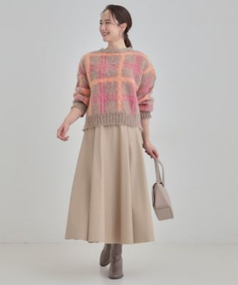 S－LL】女性らしさ漂う ふわふわチェック柄ニット