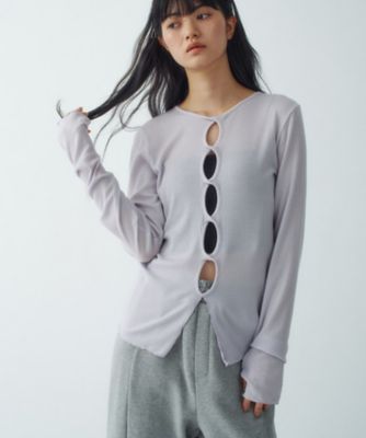 CODE A (Women)/コードエー twist sheer rib LS(2002570296) アオ091 トップス【三越伊勢丹/公式】