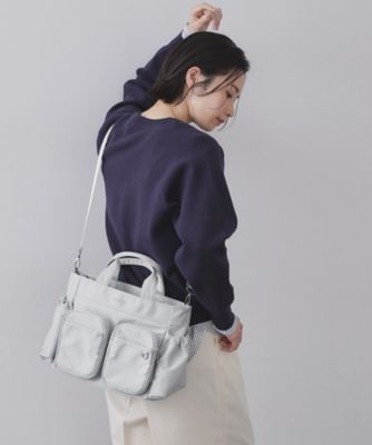 ＜OPAQUE.CLIP (Women)＞フロントＷポケット３層デザインミドルトートバッグ【２ＷＡＹ／マルチポケット】（２００２５７０３２３）