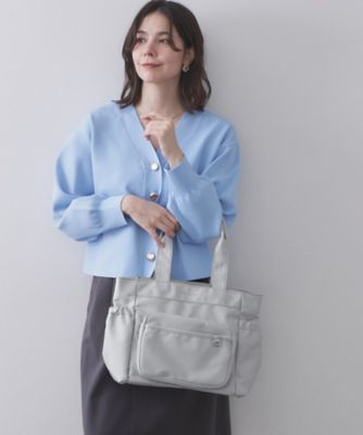 フロントポケット3層デザインBIGトートバッグ【マルチポケット